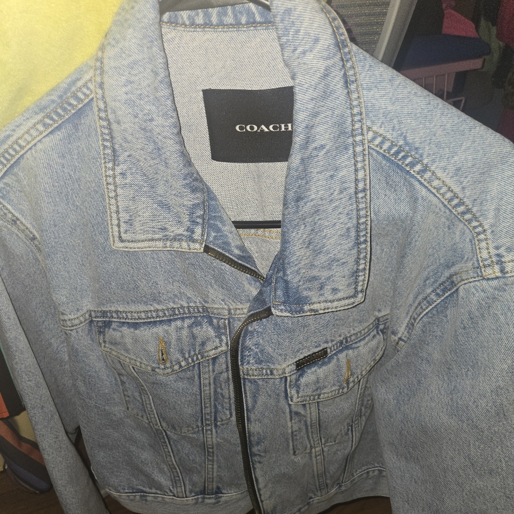 LIKE NEW AUTHENTIC COACH Denim Crop Jacket In Organic Cotton - Picture 10 of 10